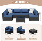 7-Piece Outdoor Patio Furniture Set, Modular PE Rattan Sectional Sofa - Image 2