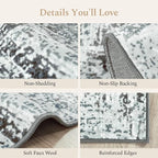 Rugflix 9x12 Area Rugs for Living Room, Washable Blue Grey Large Rug | Machine - Image 5