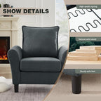 Mid-Century Accent Chair, Modern Linen Fabric Armchair - Image 3