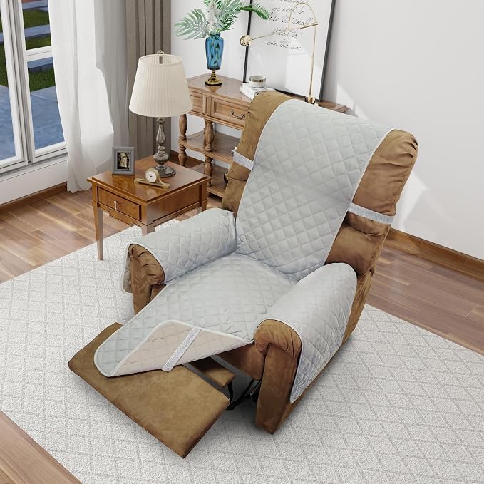 Reversible Chair Covers for Recliner Oversized, Light Grey | Recliner Oversized by LuxshareHome