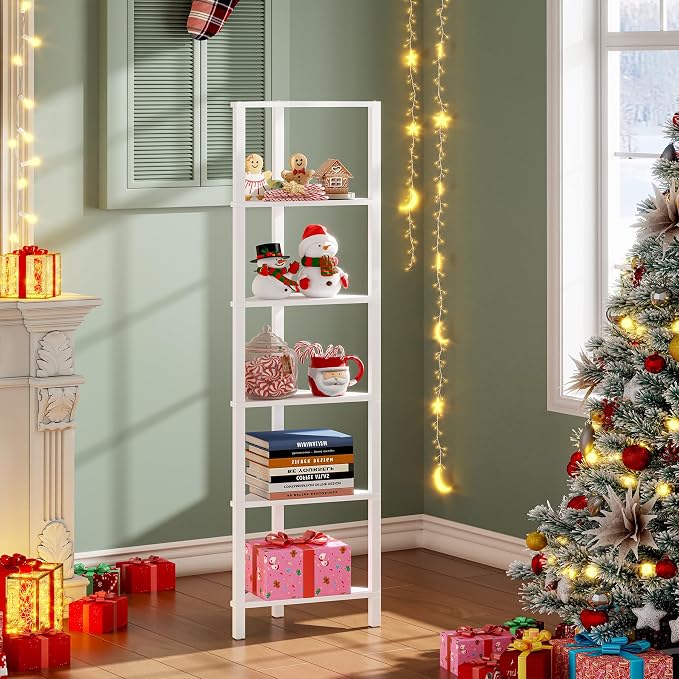 TUTOTAK 6-Tier Corner Bookshelf, Corner Shelf - Image 3