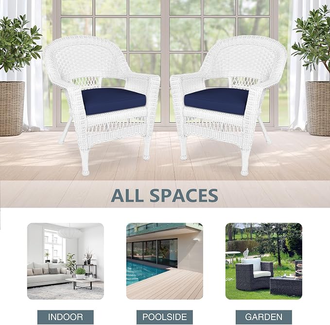 Jeco Wicker Chair with Blue Cushion - Image 10