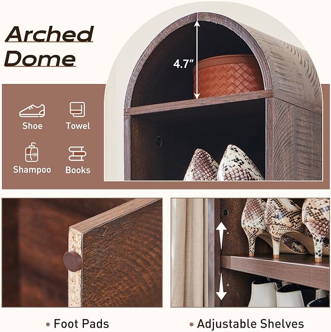 IFGET 67" Tall Arched Bookshelf, 8 Tiers Arch Bookcase - Image 3