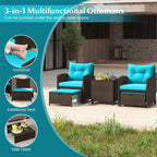 Tangkula 5 Pieces Patio Conversation Set, PE Wicker Outdoor Furniture Set - Image 8