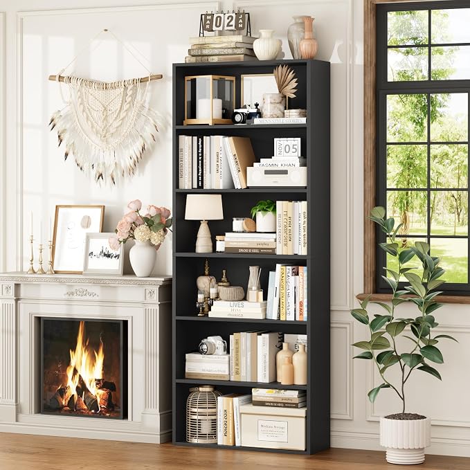 FOTOSOK 6-Tier Open Bookcase and Bookshelf Set of 2, Freestanding Display - Image 4