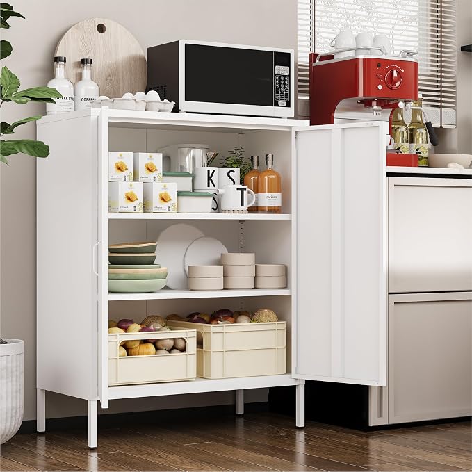 YAUWOH Metal Cabinet with 2 Doors and 4 Shelves，39.96" Tall Steel Office Cabinet - Image 4