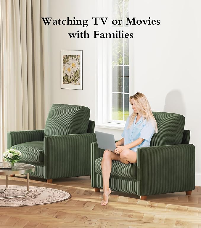 Kidirect 35.5in Corduroy Sofa Accent Chair, Tool-Free Setup Living Room Couch - Image 9