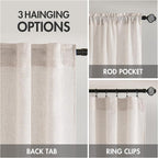 MIULEE White Linen Curtains 37x72 Inch Length 2 Panels - Image 3