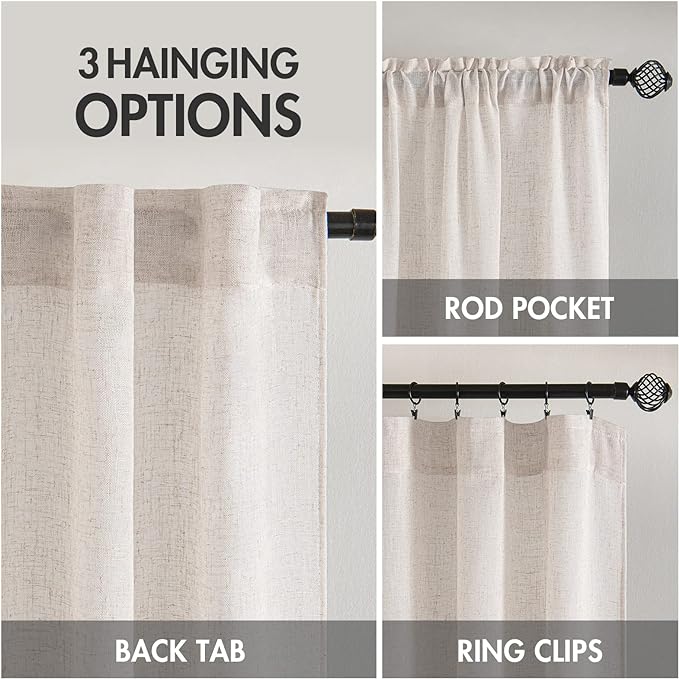 MIULEE White Linen Curtains 52x84 Inch - Image 3