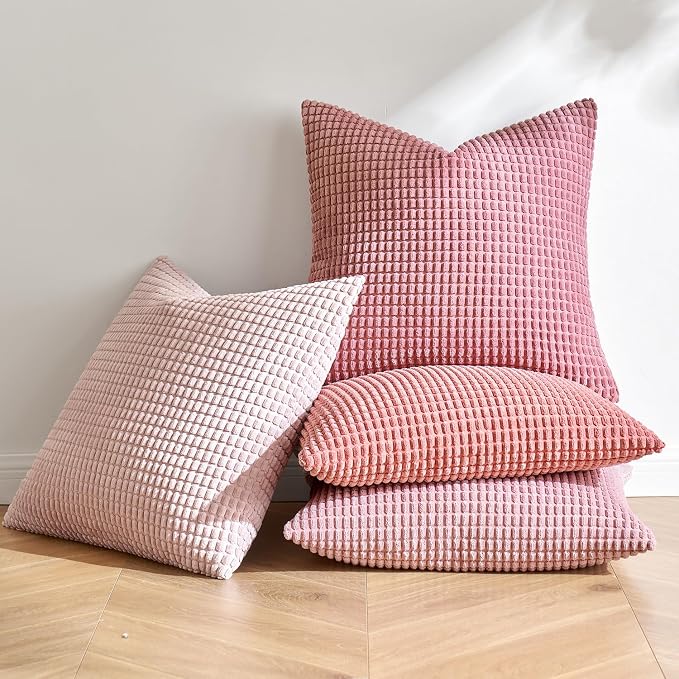 MIULEE Aesthetic Pink Spring Decorative Pillow Covers 20x20 Inch Set of 4 - Image 3