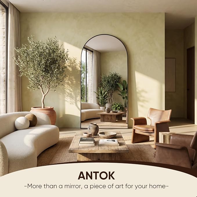 Antok 71" x32” Arched Full Length Floor Mirror, Free Standing/Wall Mount/Leaning - Image 4