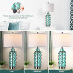 Cottage Nautical Accent Table Lamp Set of 2, Touch Control Coastal Blue Green - Image 3