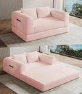 Versatile 2 in1 Loveseat Pink Accent Chair Couch Convertible Boneless Chaise by SYFERLORY