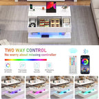 39.4" Large Lift Top Coffee Table, Modern High Glossy LED Coffee Tables - Image 6
