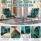CALBODE 12Pcs Stretch Patio Cushion Cover, Art Deco Geometric Pattern Couch & - Image 5