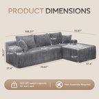 Hobestluk Modular Sectional Sofa Couches L-Shape Couch 3 Seat Modular Sofa - Image 2