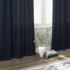 Navy Blue Semi Sheer Curtains 72 Inches Long 2 Panels Set - Image 6