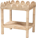 Bali & pari Sumana Bohemian Scallop Natural Rattan and Mahogany Side Table by balipari