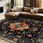 RELEANY Washable Area Rug, Water Repellent, Pet Friendly, Vintage Floral Boho - Image 3