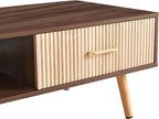 Coffee Table with Storage, Mid Century Boho Wood Center Table with Open Storage - Image 6