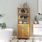 HIFIT Tall Bathroom Storage Cabinet, Corner Tall Cabinets Freestanding - Image 9