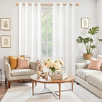 YoungsTex White Linen Sheer Curtains 80 Inches Length - Image 2