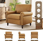 Nailhead Trim Accent Chair, Faux Leahter Mid Century Modern Living Room Arm - Image 9