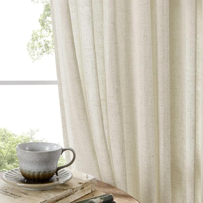 Joydeco Linen Curtains 72 Inch Length 2 Panel Sets, Light Filtering Curtains - Image 4