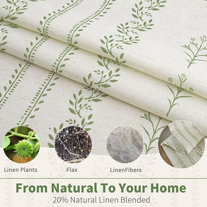 BGment Green Curtains Spring Leaf Floral Print Cottage Core Botanical Curtains - Image 3