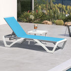 PURPLE LEAF Patio Chaise Lounge Chair Set Outside Aluminum Plastic Stackable by PURPLELEAF