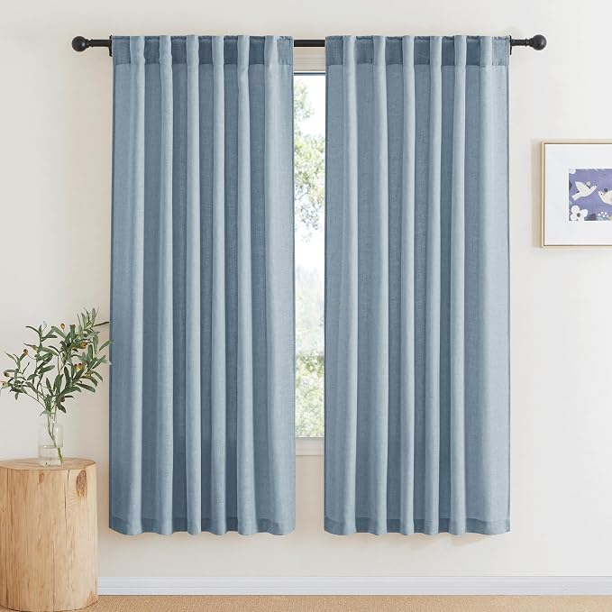 RYB HOME Light Filtering Linen Sheer Curtains 72 inch Long by RYBHOME