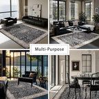 8x10 Washable Area Rugs for Living Room, Dining Room- Classic Black | - Image 5