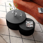 55.12'' Black Round Nesting Coffee Table Set of 2, Modern Side End Table - Image 3