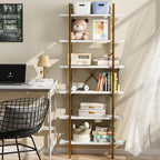 6 Tiers Bookshelf Organizer White Faux Marble Shelf, Modern Open Display - Image 3