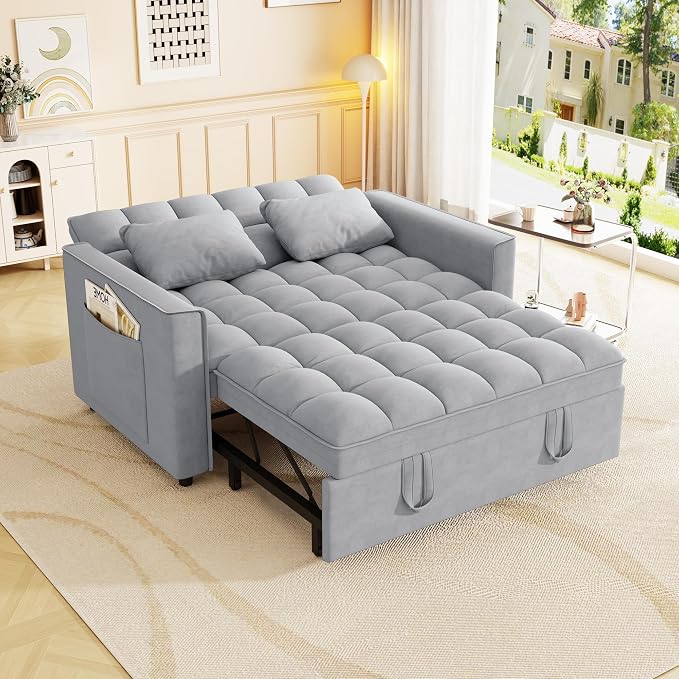 3-in-1 Convertible Sleeper Sofa Bed, 55 inch Small Couch - Image 6