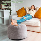 HIGOGOGO Round Stuffed Pouf Ottoman, Corduroy Poufs - Image 4