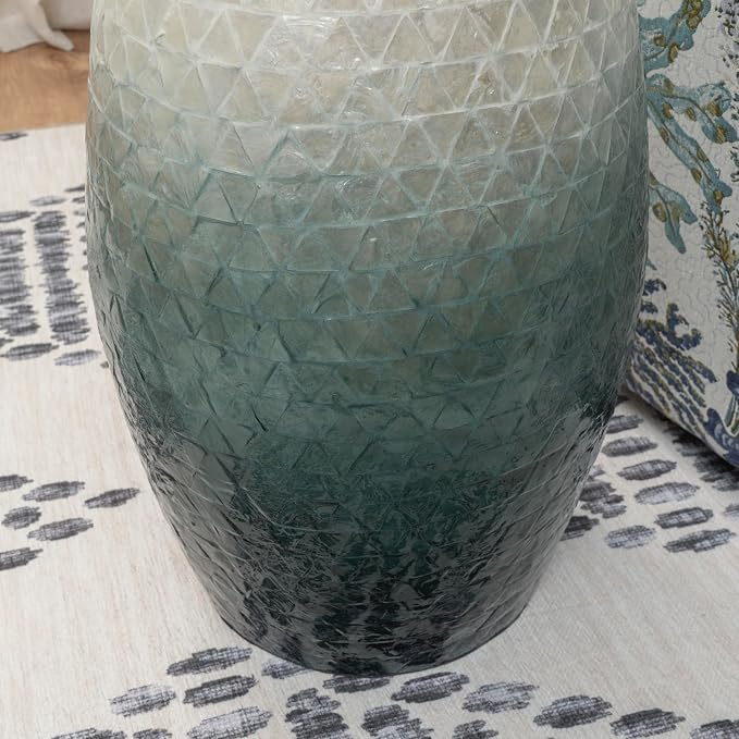 Tylin Ivory and Blue Capiz Ombre Drum Accent Table - Image 5