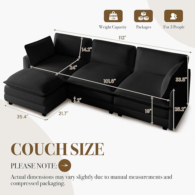 ROWHY 112'' Modular Sectional Cloud Couch - Image 2