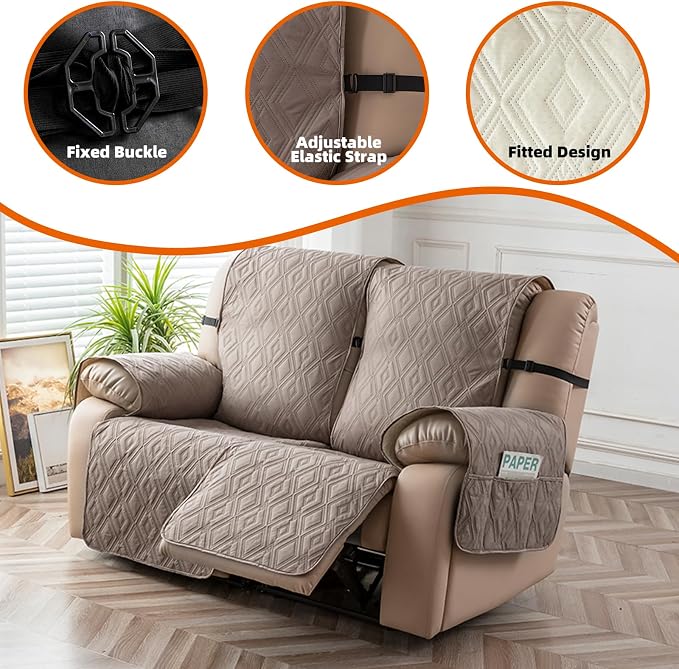 Genina Waterproof Loveseat Recliner Cover Non-Slip, Sofa Cover - Image 7