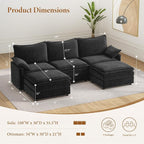 Vesgantti 108" U Shaped Sectional Couch, Comfy Cloud Modular Sectional Sofa - Image 2