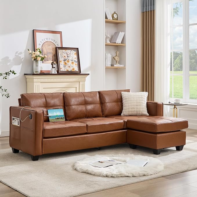 TYBOATLE Brown Sofa Couch Sectional Couches - Image 9