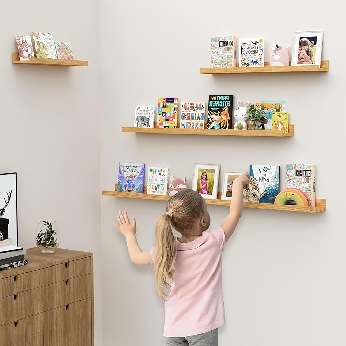 Floating Shelves for Wall, 16 inch Wood Floating Shelves Set of 2, Picture - Image 2