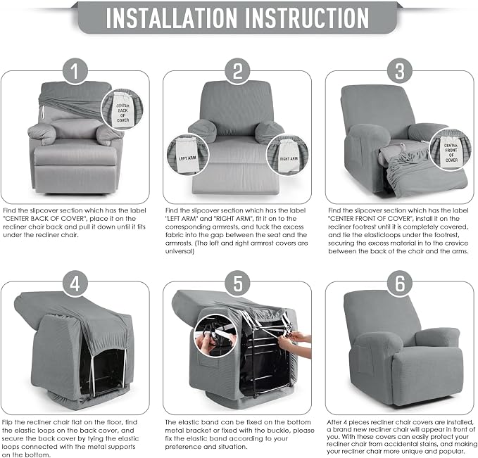 TAOCOCO Oversized Recliner Chair Covers, 1 Seater Streach Recliner Covers Soft - Image 6