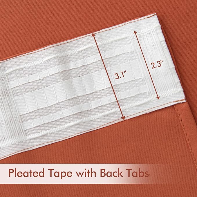 MIULEE Fall Burnt Orange Back Tab Blackout Curtains 52"x120" Length 2 Panel | - Image 4