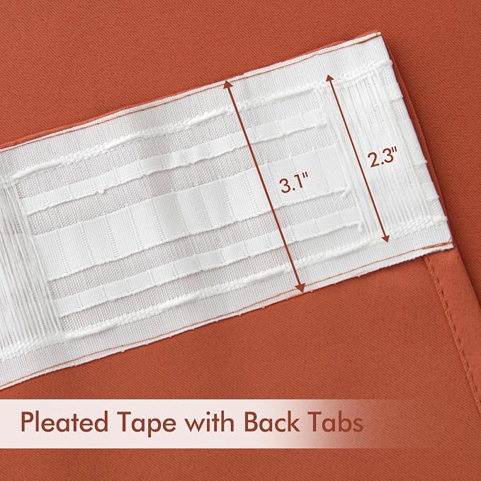 MIULEE Fall Burnt Orange Back Tab Blackout Curtains 52"x84" Length 2 Panels | - Image 4