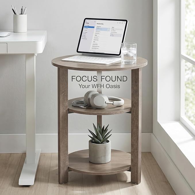 Farmhouse 3-Tier Round Side Table, 17.7 * 21.7 Inch Small End Table - Image 2