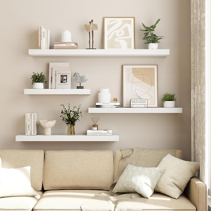 Dreamland White Floating Shelves 36 Inch Long, 8 Inch Deep Floating Shelves - Image 6