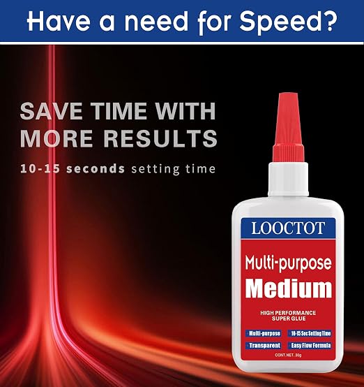 LOOCTOT 60g Medium CA Glue Premium Adhesive. All Purpose, Quick Drying Super - Image 3