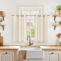 YoungsTex Linen Cafe Curtains 36 Inch Length 2 Panels, Short Half Window Drapes by YoungsTex