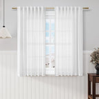 White Linen Back Tab Rod Pocket Curtains by Nanspring